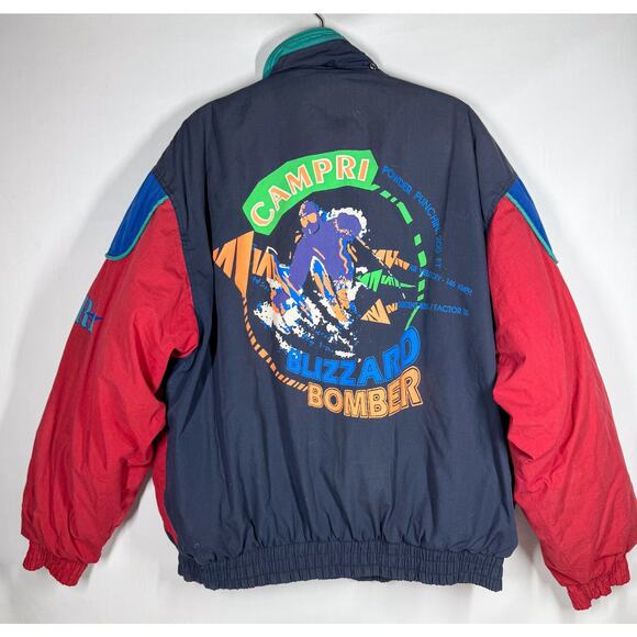 VTG 90s Campri Jacket Mens XL Puffer Action Ski Wear Snow Snowboard Bomber Coat - Picture 2 of 11